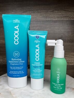 COOLA Organic Classic Face Sunscreen SPF 50  -Set of 3 Body Sunscreen Scalp Mist
